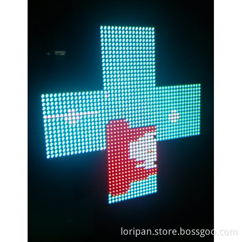Green Outdoor LED Pharmacy Cross Sign Display